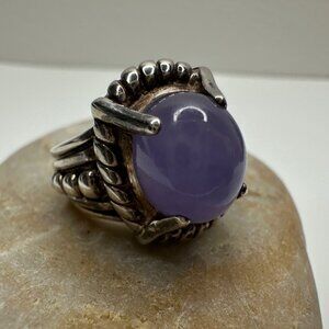Judith Ripka Sterling Silver Oval Lavender Quartz Statement Ring Size 4.75